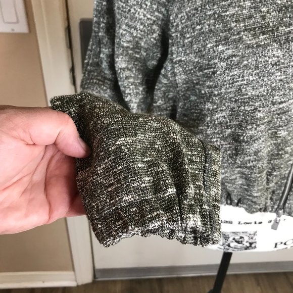 NWOT Worth Zip Front Collarless Crop Jacket Green/Ivory Metallic ~ Size XS - Picture 4 of 8